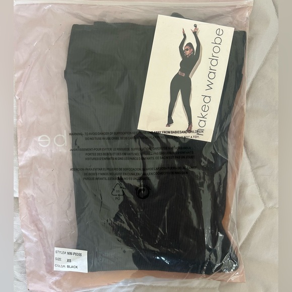 NWT Naked Wardrobe Black Ribbed Sculpt Leggings - Picture 7 of 7